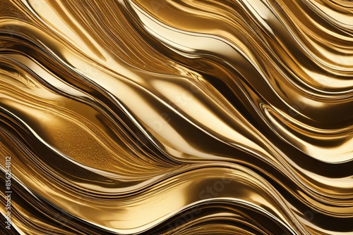 liquid gold chrome waves background with shiny and lustrous metallic texture