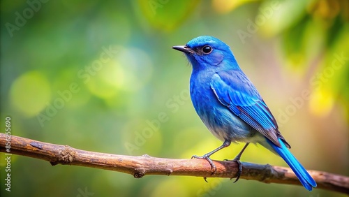 Dreamy blue bird perched on a branch , fantasy, mystical, magical, feathers, flying, wildlife, nature, surreal, peaceful © guntapong