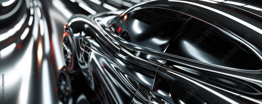 Metallic background with a sleek, polished chrome finish, capturing crisp reflections and light distortions, perfect for showcasing futuristic, high-tech visuals or luxury automotive themes. Metallic background with a sleek, polished chrome finish, capturing crisp reflections and light distortions, perfect for showcasing futuristic, high-tech visuals or luxury automotive themes.