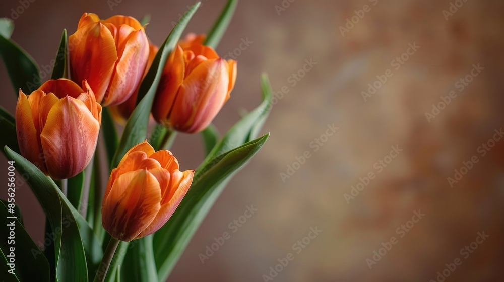 Naklejka premium Orange tulips with blank space for text