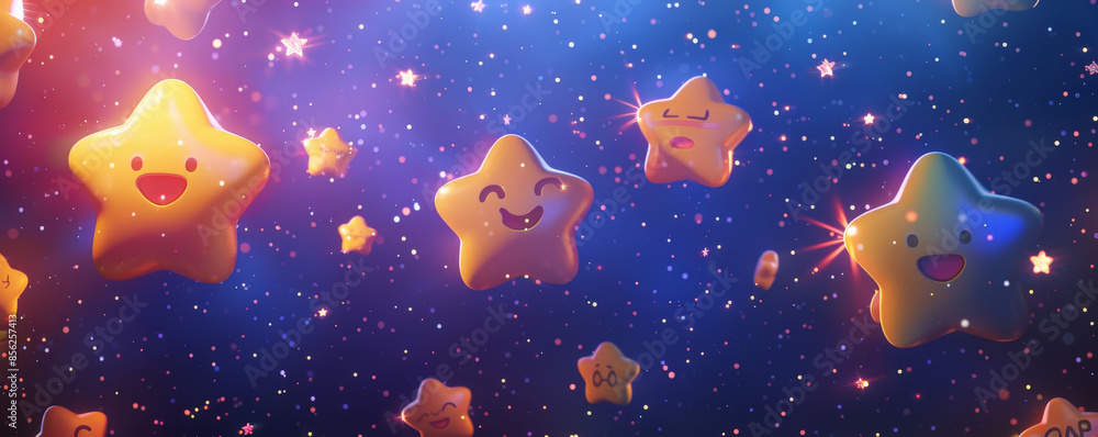 World Emoji Day background with a night sky filled with star-like emojis, creating a dreamy and whimsical atmosphere. World Emoji Day background with a night sky filled with star-like emojis, creating a dreamy and whimsical atmosphere.