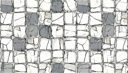 vector cobble stone on ground, mosaic tiles pattern, line art texture interior background, set of graphics elements drawing for architecture and landscape design, CAD pattern, architectural textures.