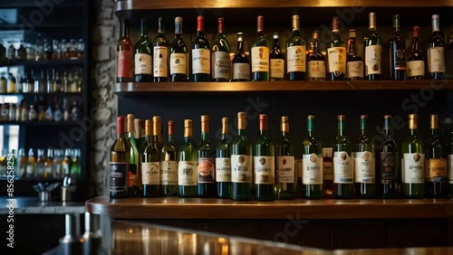 bottles of wine in a bar