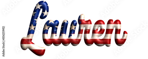 Lauren - Bandiera degli Stati Uniti - nome proprio - scrittura tubolare effetto tridimensionale - Grafica vettoriale - Parola auguri, banner, biglietti, stampe, cricut, silhouette, sublimazione	