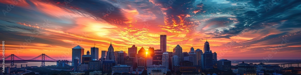 Stunning Seattle Skyline at Sunrise: Captivating Early Morning View of Downtown with Vivid Colors Lighting Up the Sky and Iconic Landmarks Stunning Seattle Skyline at Sunrise: Captivating Early Morning View of Downtown with Vivid Colors Lighting Up the Sky and Iconic Landmarks