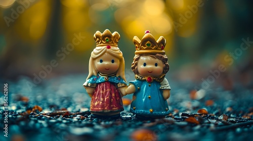 Miniature King and Queen Standing Together in Adorable Display