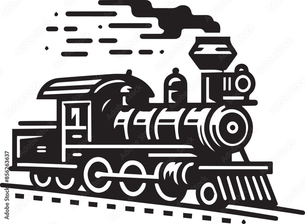 Naklejka premium Free Vector: Train and Locomotive Silhouette Illustration for Railway and Public Transportation Design Elements