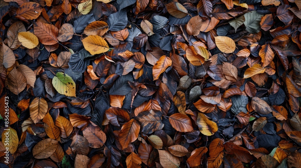 A carpet of fallen leaves creating a mosaic of earthy tones. A carpet of fallen leaves creating a mosaic of earthy tones.