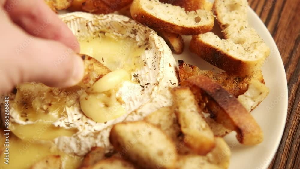 A warm, melty brie cheese dip with toasted bread for dipping. A simple and delicious appetizer perfect for any occasion A warm, melty brie cheese dip with toasted bread for dipping. A simple and delicious appetizer perfect for any occasion