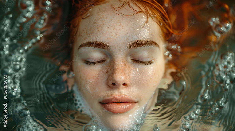 Underwater Baptism: Portrait of Young Woman with Red Hair Underwater Baptism: Portrait of Young Woman with Red Hair