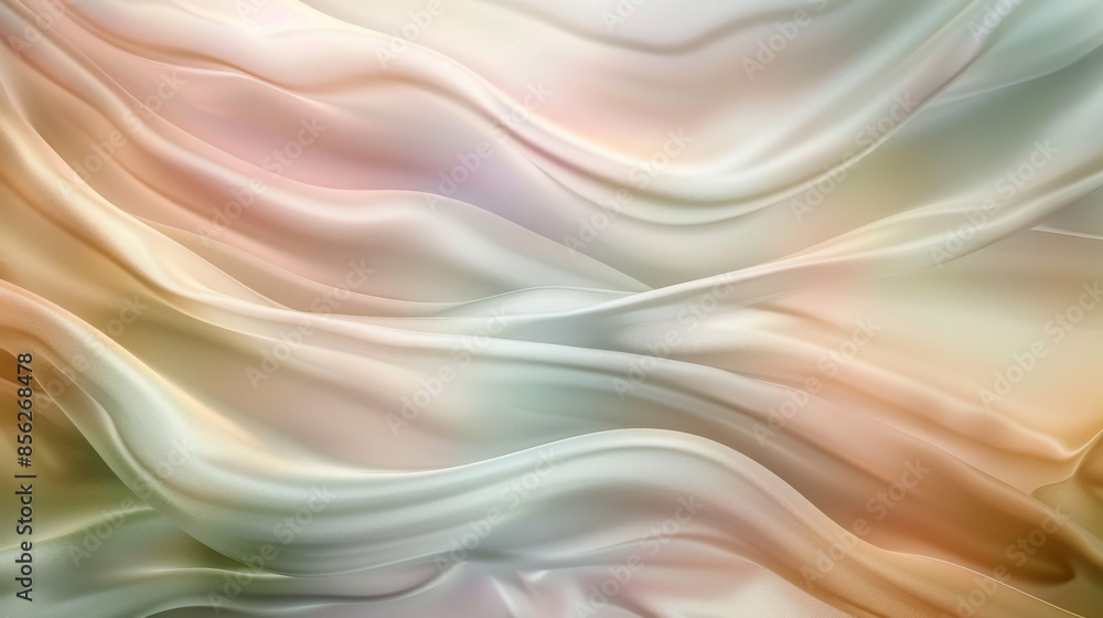 Silky, smooth fabric waves in soft gradients of pastel colors creating an abstract and calming visual effect. Silky, smooth fabric waves in soft gradients of pastel colors creating an abstract and calming visual effect.