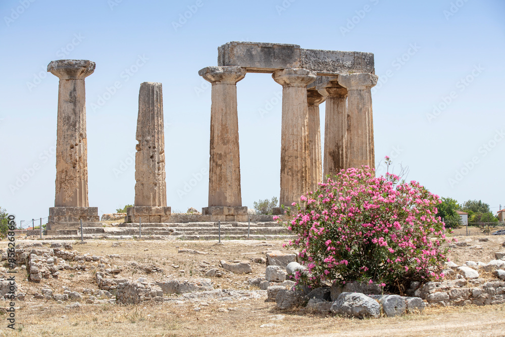 Fototapeta premium Ruins of temple in Corinth, Greece - Archaeology background.