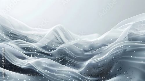 Gray and white abstract background with flowing particles. Digital future technology concept. vector illustration.