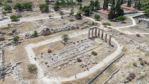 Ruins of temple in Corinth, Greece - Archaeology background.