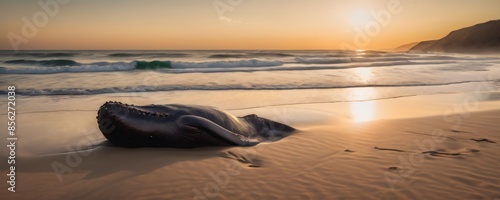 stranded whale on sand beach. Extremely detailed and realistic high resolution illustration photo