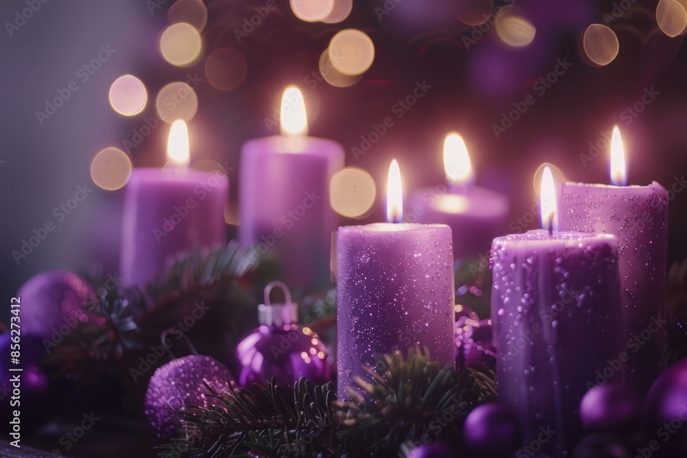 Advent Four Purple Candles With Mystery Lights Advent Four Purple Candles With Mystery Lights