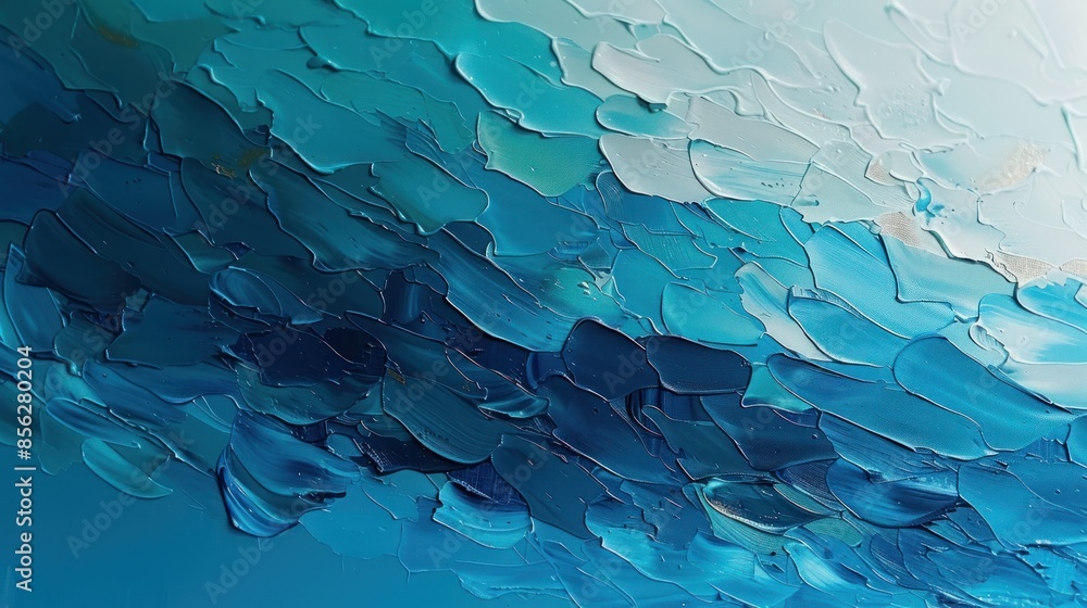 Abstract blue and white acrylic painting of ocean waves Abstract blue and white acrylic painting of ocean waves