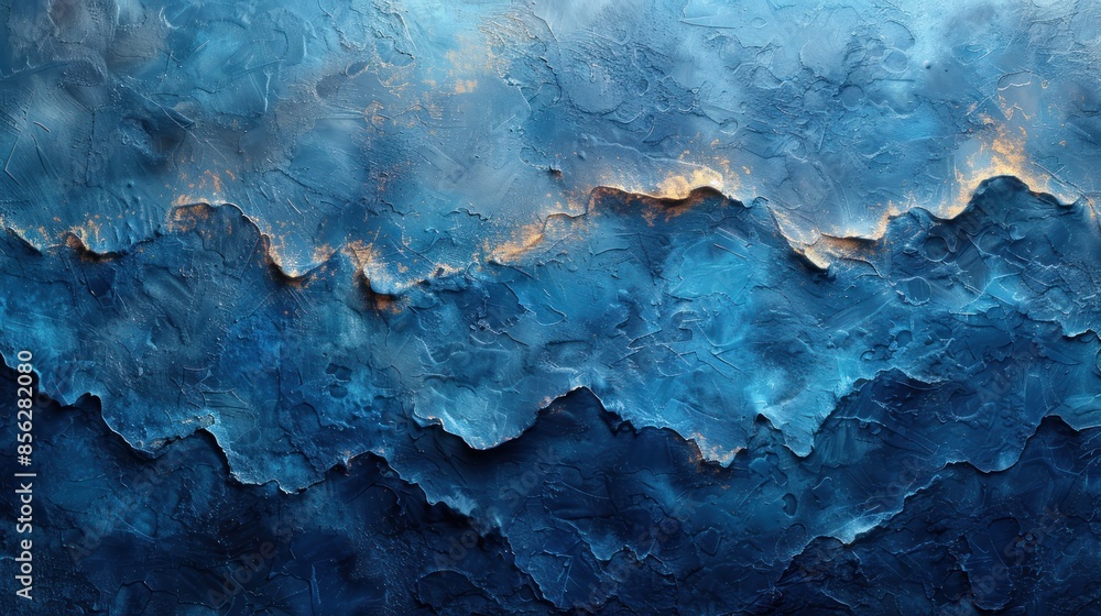 Abstract blue and gold textured wall painting Abstract blue and gold textured wall painting