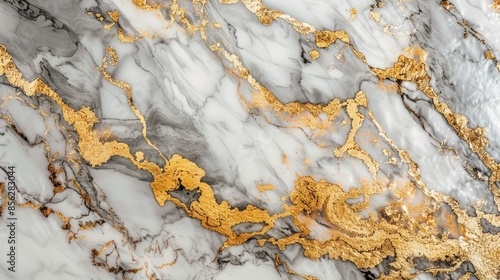 White and gold marble texture close up
