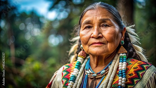 Respected matriarch of an indigenous community sharing wisdom and traditions , indigenous, community, respected, matriarch photo