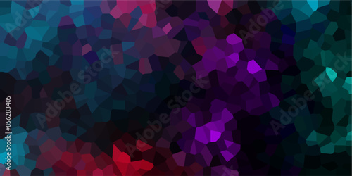 Dark Multicolor Broken Stained Glass Background with dark lines. Voronoi diagram background. Seamless pattern with 3d shapes vector Vintage Illustration background. Geometric Retro tiles pattern