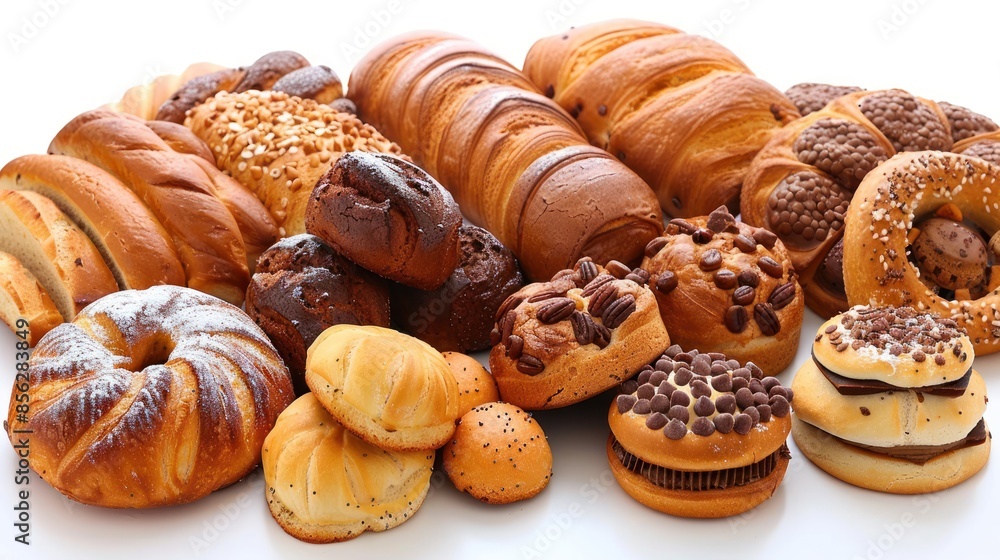 A variety of freshly baked bread and pastry products A variety of freshly baked bread and pastry products