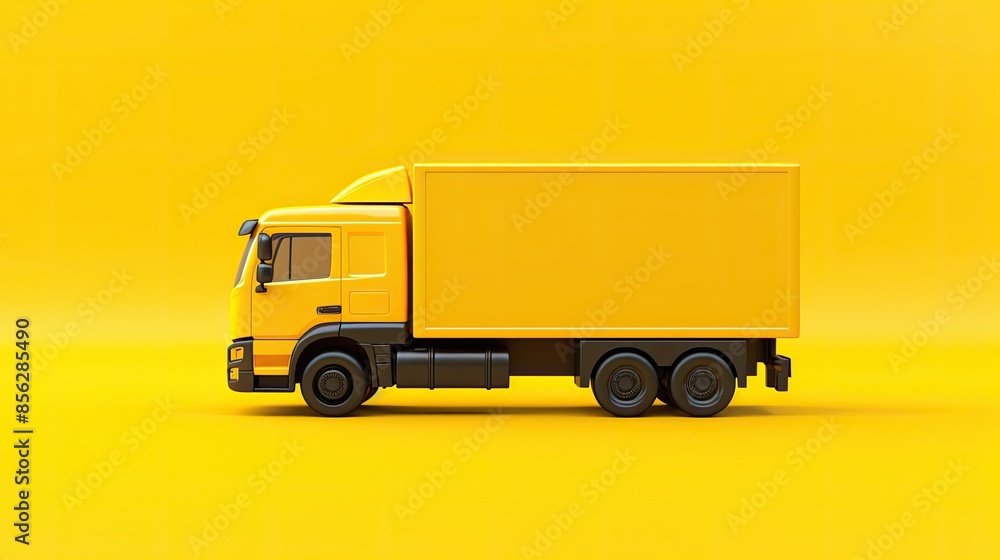 This is a 3D rendering of a yellow delivery truck. This is a 3D rendering of a yellow delivery truck.