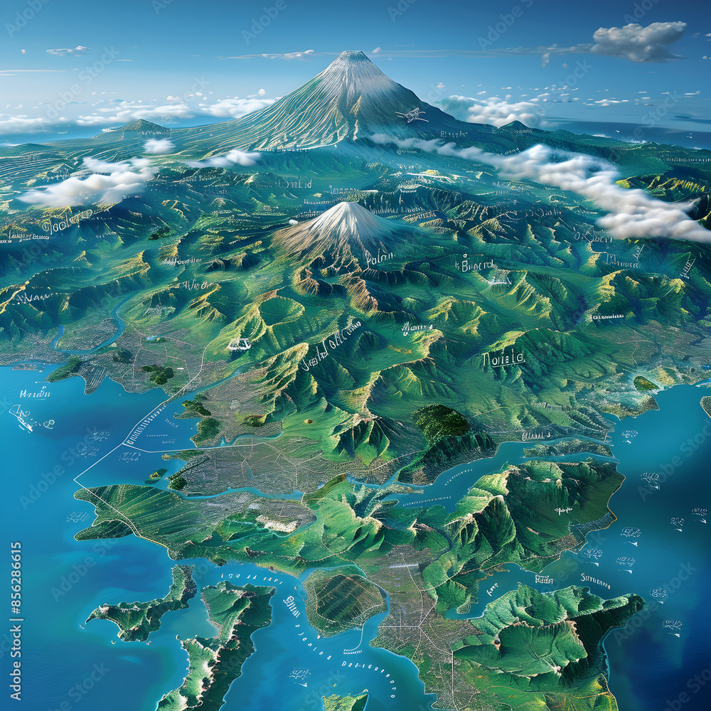 Comprehensive Geographic and Urban Layout Map of Java Island with Major ...