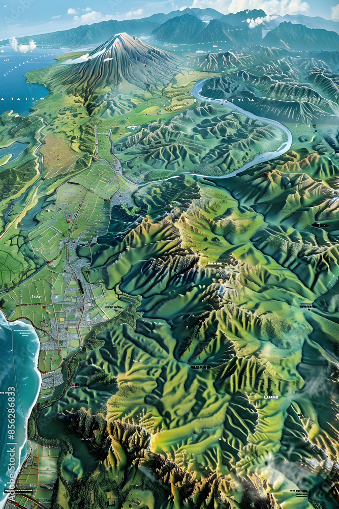 Comprehensive Geographic and Urban Layout Map of Java Island with Major ...