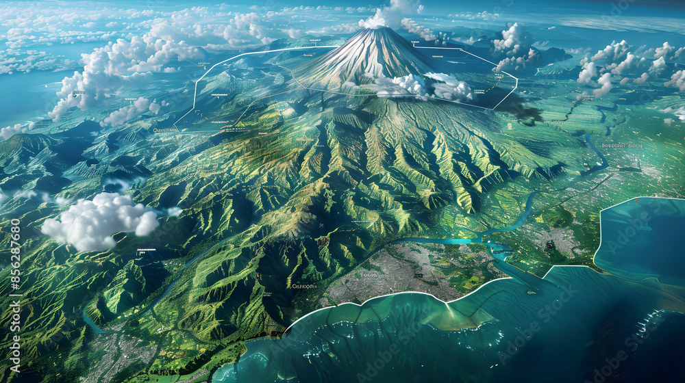 Comprehensive Geographic and Urban Layout Map of Java Island with Major ...