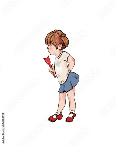 Little brawler with a red spatula