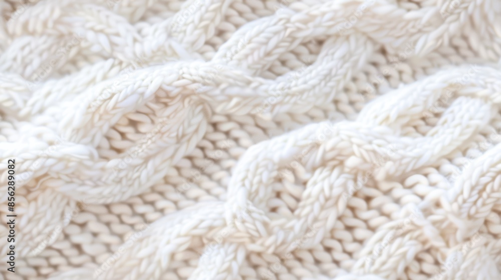 Close-up of intricate, white cable knit texture, highlighting its softness and warmth. The luxurious pattern suggests coziness and comfort. Close-up of intricate, white cable knit texture, highlighting its softness and warmth. The luxurious pattern suggests coziness and comfort.