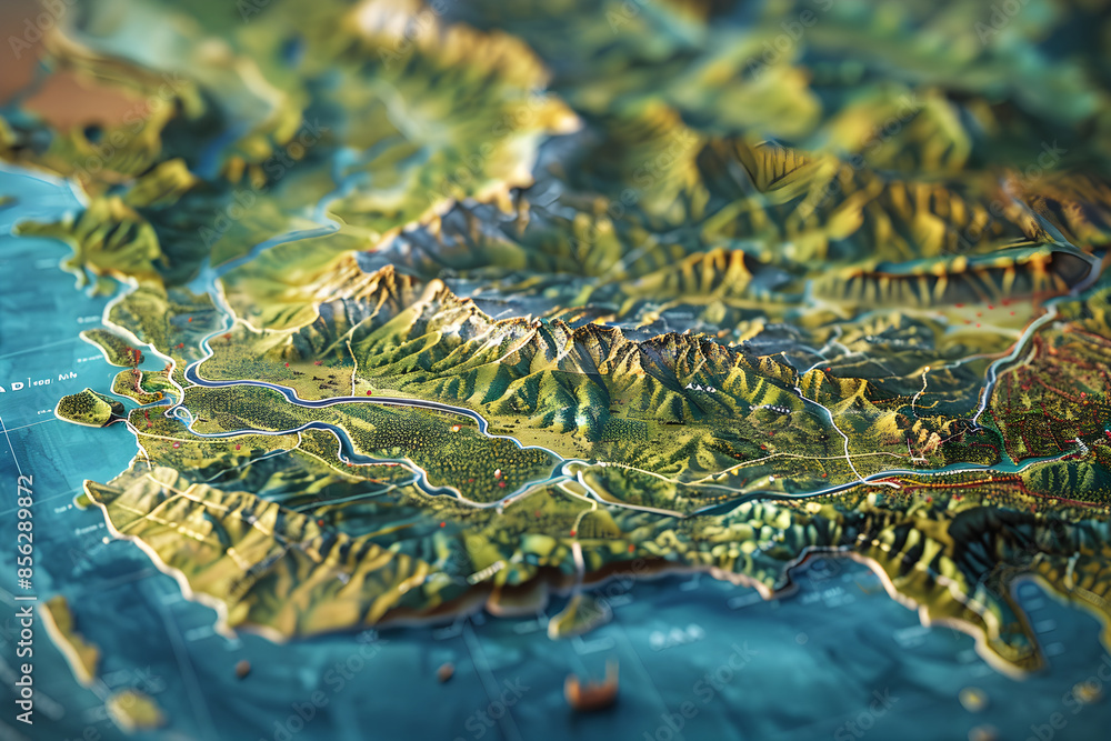 Comprehensive Geographic and Urban Layout Map of Java Island with Major ...