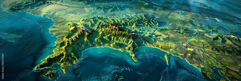Comprehensive Geographic and Urban Layout Map of Java Island with Major ...