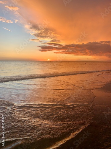 Fiery hues create tranquil skies
