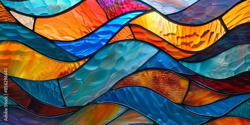 Wallpaper Mural A colorful stained glass window with many different colored pieces. The window is very colorful and has a lot of different colors Torontodigital.ca