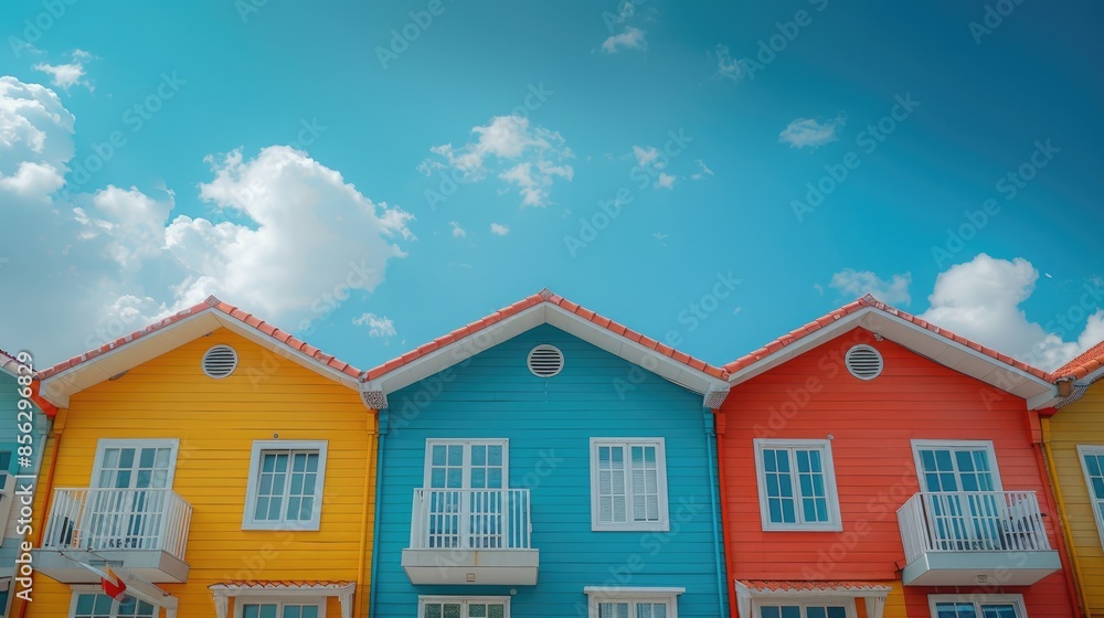 Colorful Residential Buildings and Blue Sky Colorful Residential Buildings and Blue Sky