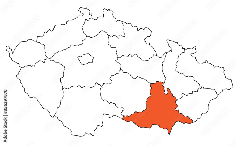 Obraz premium Outline of the map of the region of Czech Republic - South Moravian region