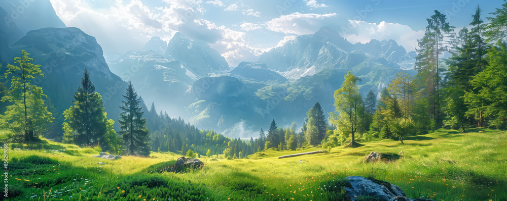 Fototapeta premium Abstract panoramic view of the beautiful landscape in USA.