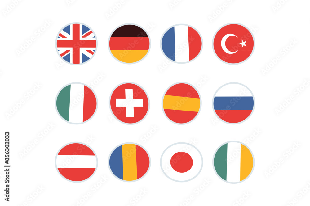 Hand drawn simple circle national flag and official country flag of the world circular design on background flat vector illustration.
Hand drawn simple circle national flag and official country flag of the world circular design on background flat vector illustration.