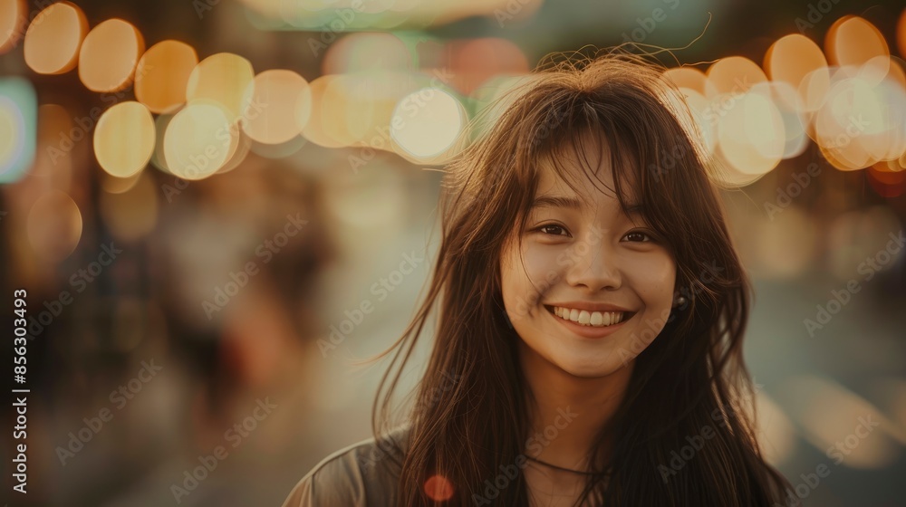 Portrait Of A Young Asian Woman, Her Smile Warm And Inviting Portrait Of A Young Asian Woman, Her Smile Warm And Inviting