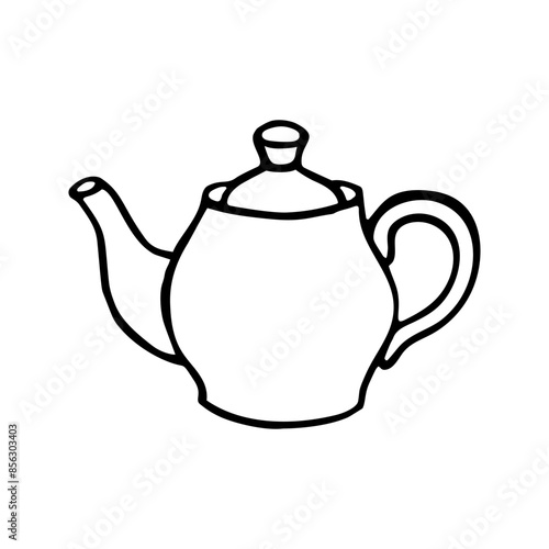 Doodle teapot. Hand drawn vector illustration