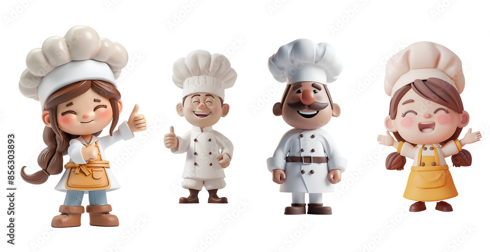 Gathering of Lovely Cooks: Male and Female Chefs in 3D Render Cartoon Illustration, Isolated on Transparent Background, PNG Gathering of Lovely Cooks: Male and Female Chefs in 3D Render Cartoon Illustration, Isolated on Transparent Background, PNG