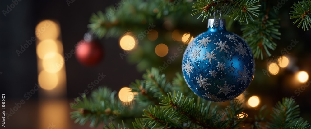 Seasonal background with Christmas toy on the tree Celebration concept Soft focus Festive bold bokeh. Seasonal background with Christmas toy on the tree Celebration concept Soft focus Festive bold bokeh.