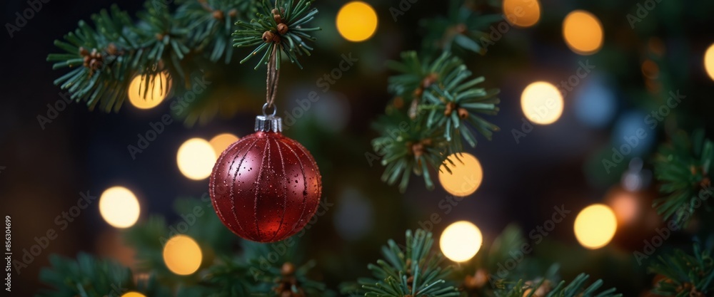 Abstract blur decoration ball and light string on christmas tree with bokeh light background winter holiday seasonal. Abstract blur decoration ball and light string on christmas tree with bokeh light background winter holiday seasonal.