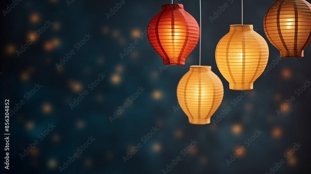 Obraz premium Glowing Paper Lanterns Against a Starry Night