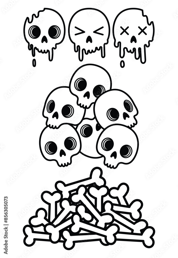 skull hand drawn, skeleton, cute skull vector skull hand drawn, skeleton, cute skull vector