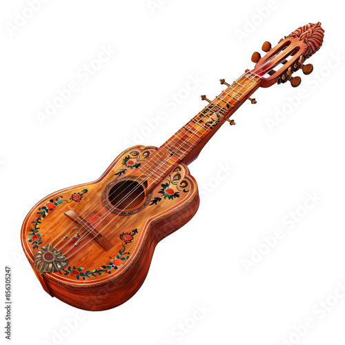 Ethnic musical instrument like a sitar or a ukulele, for showcasing the musical traditions of a culture, isolated on transparent background PNG