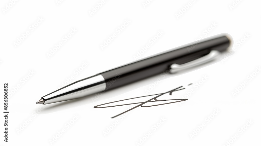 Pen signature on paper against a white background. Pen signature on paper against a white background.