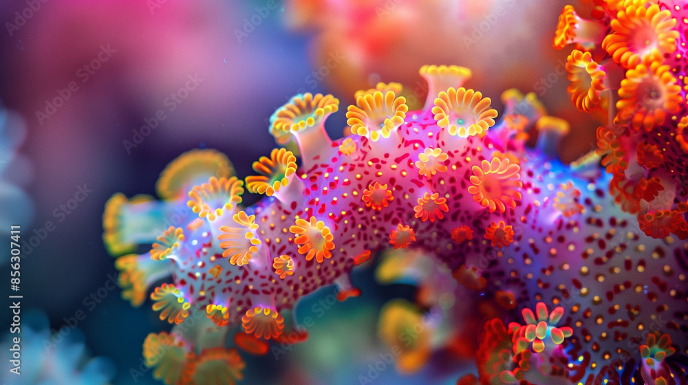 3D illustration of a corona virus in a close-up view 3D illustration of a corona virus in a close-up view